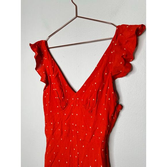 JASON WU x RTR Red Polka Dot Flutter Sleeves Retro Style Midi Dress Size 2 - Picture 4 of 15